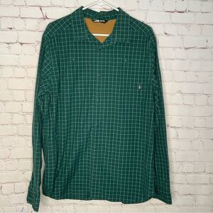 The North Face Men‎ Large Shirt Button Down Green White Checkered Plaid L